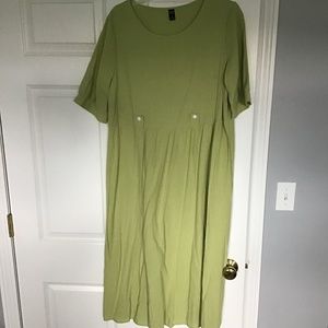 Emery Rose sage green midi dress, pullover, dropped waist NWOT